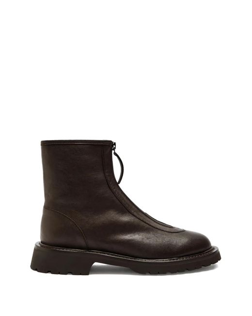 LEGRES Brown Zip-Up Ankle Boots