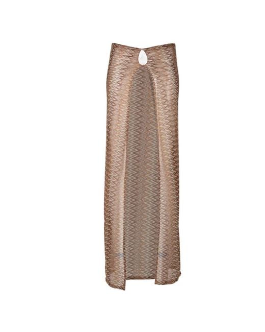 Palmacea Natural Zigzag-Knit Shell-Embellished Maxi Skirt