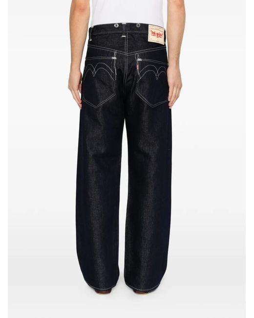Junya Watanabe Gray X Levi's Contrast-Stitch Wide-Leg Jeans for men