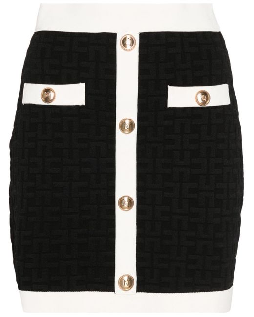Elisabetta Franchi Black Monogram-jacquard Mini Skirt