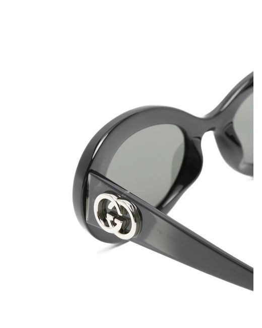 Gucci Gray Interlocking G Round-Frame Sunglasses