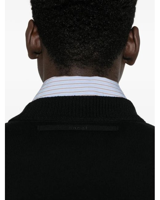 Sacai Black Long-Sleeve Crew Neck Sweater for men