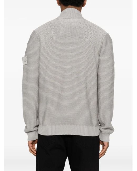 Stone Island Gray Ghost Logo-Patch Cardigan for men
