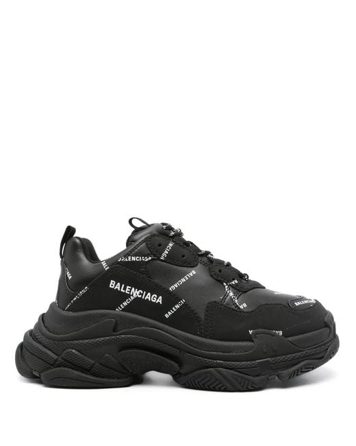 Balenciaga Black Triple S Sneaker Allover Logo