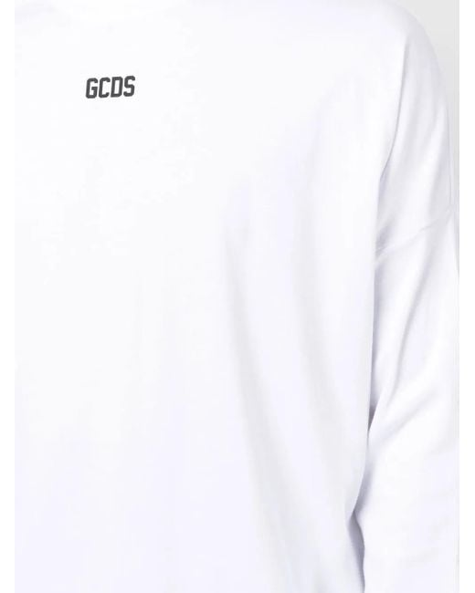 Gcds White Logo-Print Long-Sleeved T-Shirt for men