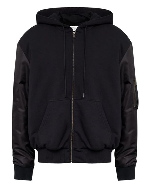 MM6 by Maison Margiela Blue Gathered-Sleeve Hoodie for men