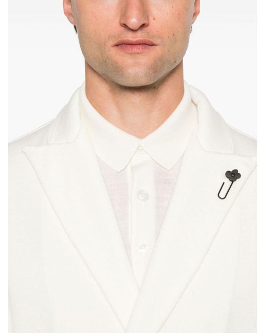 Lardini White Double-Breasted Blazer for men