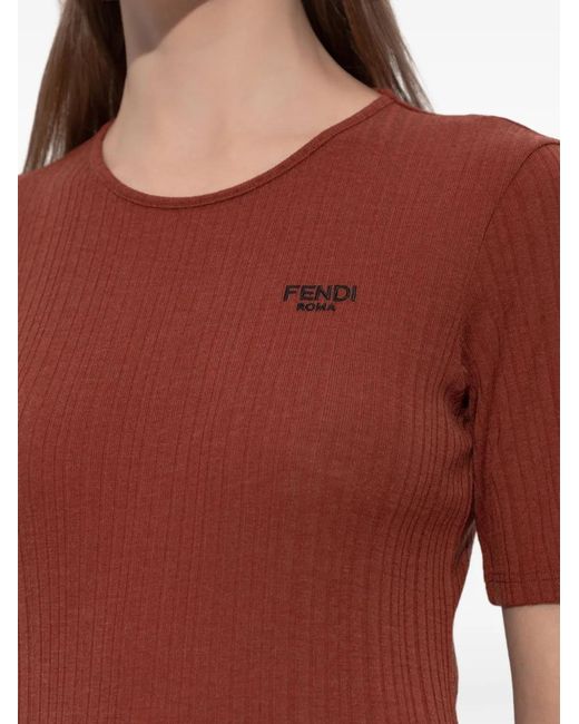 Top Con Dobladillo De Volantes Fendi de color Red
