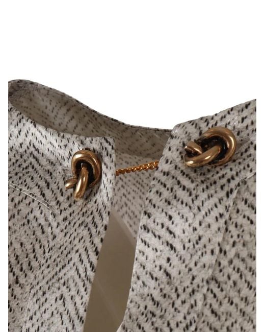 Antonelli Gray Chain-Detail Patterned Top