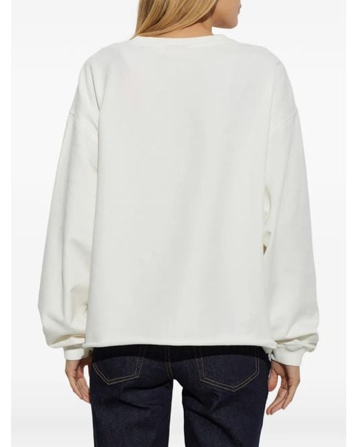 DIESEL White Peached Sweatshirt With Raw Hem