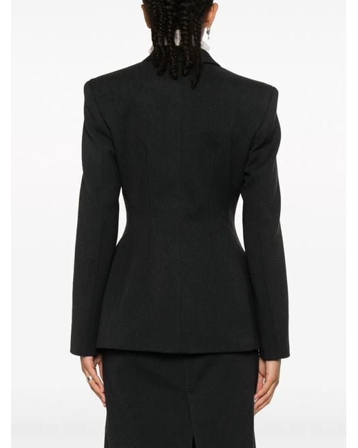 Philosophy Di Lorenzo Serafini Black Double-Breasted Fitted-Waistline Blazer