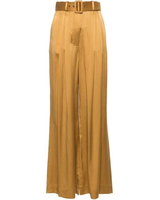 Zimmermann Yellow Wide-leg Silk Trousers