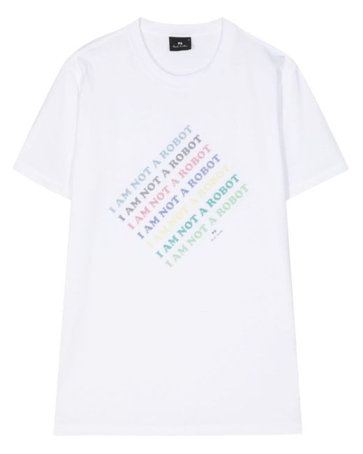 PS by Paul Smith White Text-print Organic Cotton T-shirt for men
