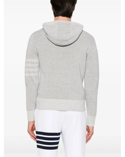 Thom Browne Gray 4-Bar Stripe Zip-Up Hoodie for men
