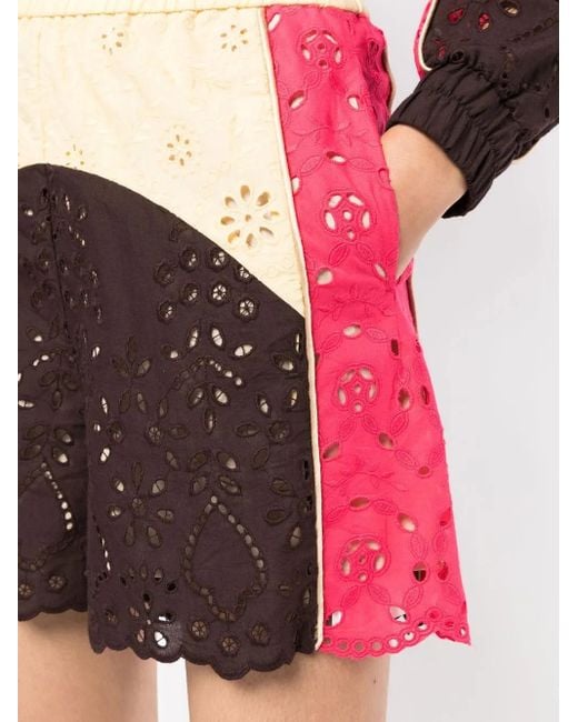 Goen.J Multicolor Broderie-Anglaise Floral-Lace Track Shorts