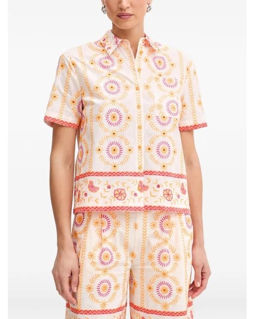 Twinset White Floral Embroidered Shirt