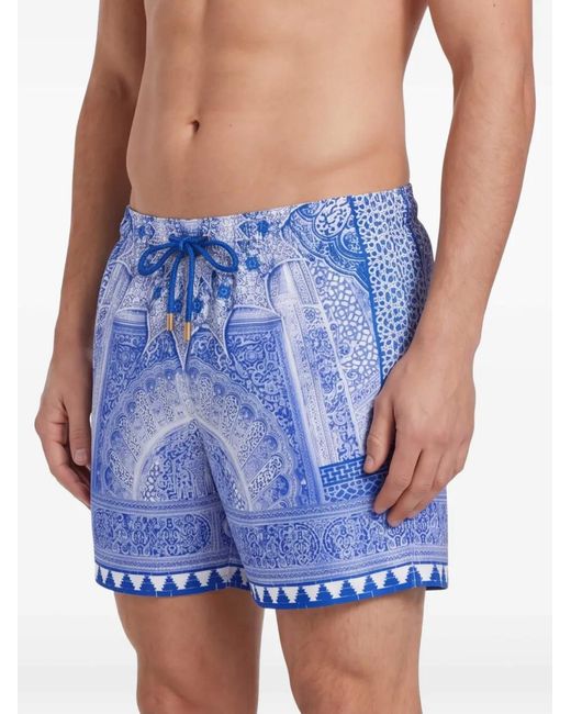 Camilla Blue Mid Length Swim Shorts for men