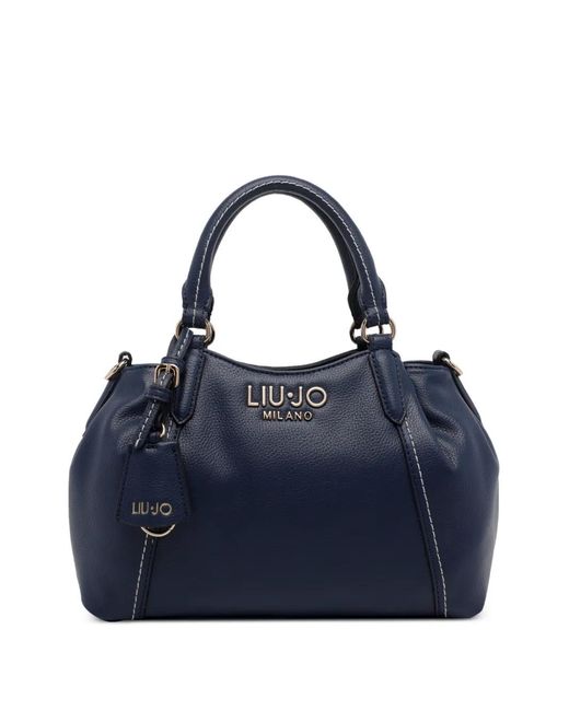 Liu Jo Blue Logo Plaque Zip Tote Bag