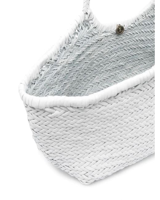 Dragon Diffusion White Woven Leather Shoulder Bag