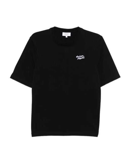 Maison Kitsuné Black Handwriting Embroidered T-Shirt