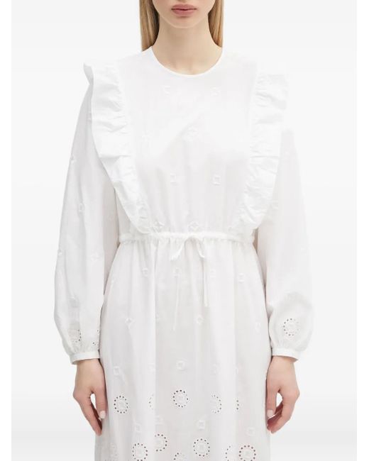 A.P.C. White Ginger Ruffle Midi Dress