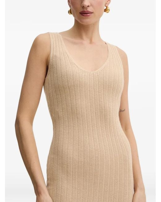 Morgan Natural Cable-Knit Button-Detail Midi Dress And Sweater
