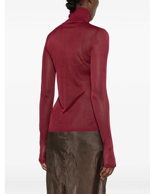 Zimmermann Red Fine-Knit High-Neck Sweater