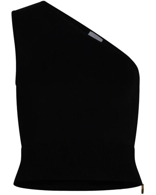Patou Black One-Shoulder Ribbed Top