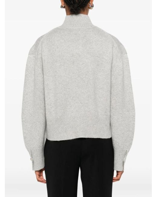 Brandon Maxwell Gray The Rowe High-neck Button-front Sweater