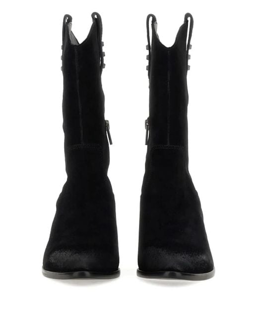 Ash Black Suede Studded Ankle Boots