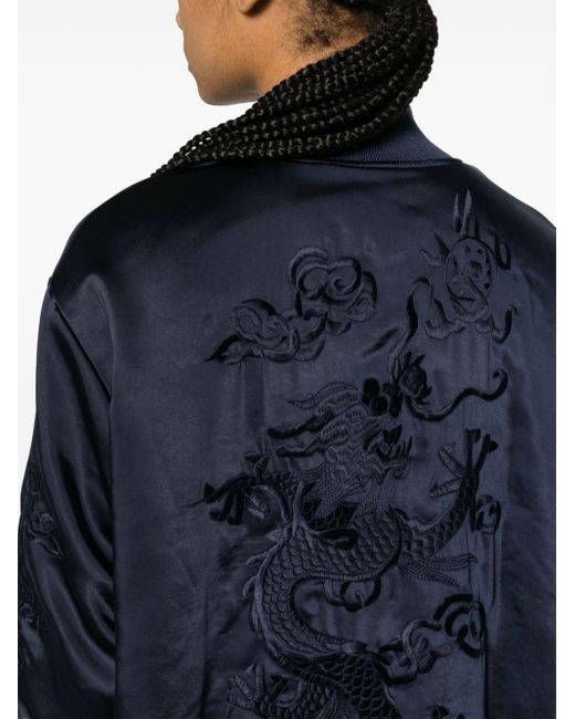 P.A.R.O.S.H. Blue Dragon-embroidered Bomber Jacket