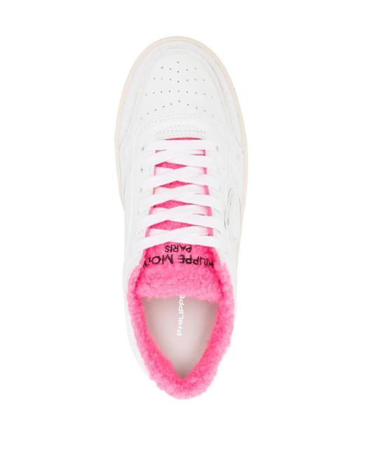 Philippe Model White Leather Panelled Lace-Up Sneakers