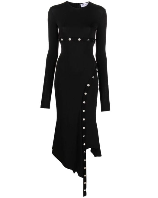 The Attico Asymmetrische Midi-jurk Met Afneembare Vlakken in het Black