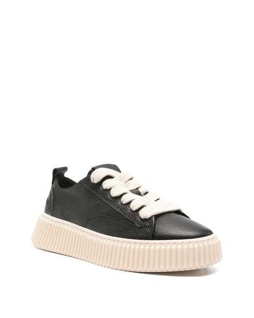 Rhun Black Platform Leather Sneakers for men