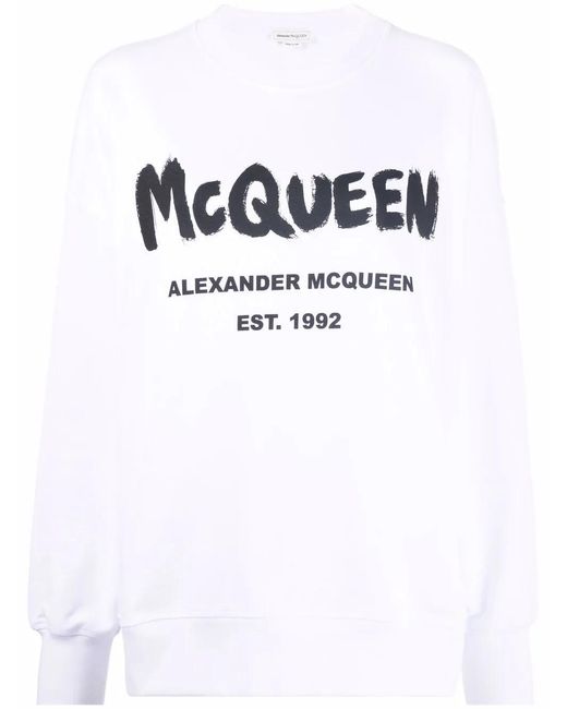 McQueen Sweater Met Logoprint in het White