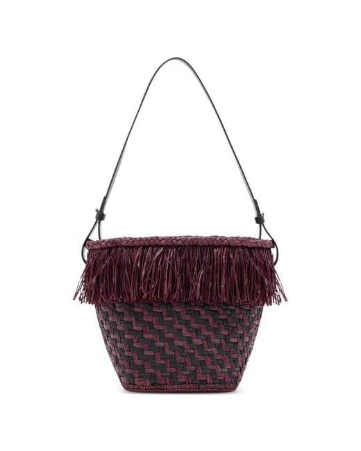 Proenza Schouler Purple Fringe-Trim Woven Bucket Bag