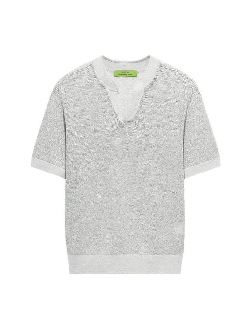 Shanghai Tang White V-Neck T-Shirt for men
