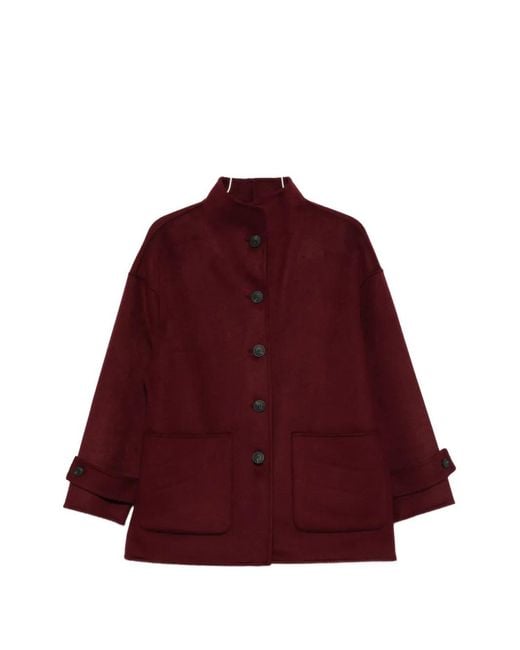 The Dynamis Studio Red Button-Up Wool Coat