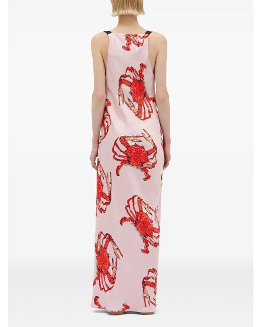 MSGM Maxi-Jurk Met Print in het Red