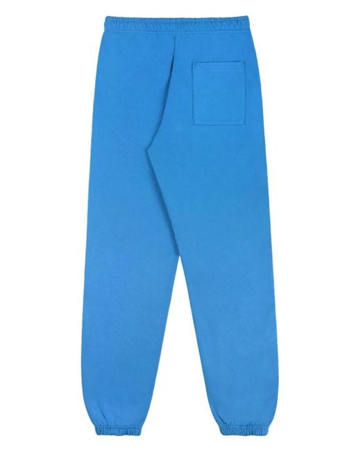 Sporty & Rich Blue Logo-Print Cotton Track Pants