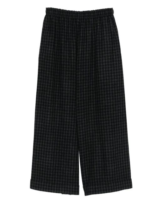 Daniela Gregis Black Gingham-Check Wool Trousers