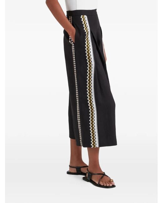 Temperley London Black Pantalon En Lin Avalon À Broderies