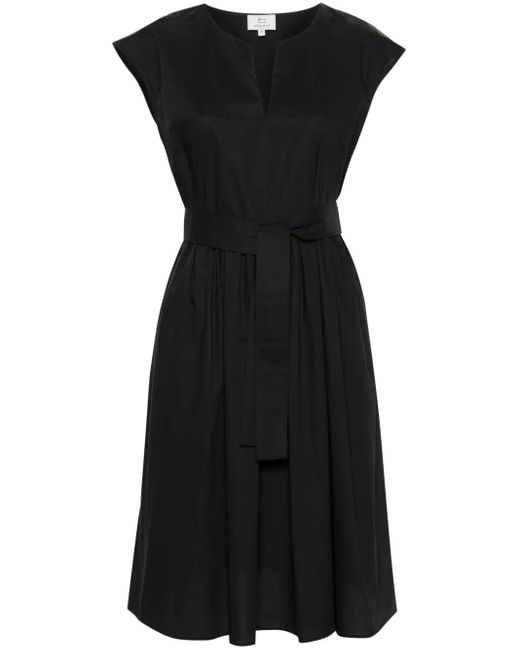 Woolrich Black Belted Cotton Flared Dress