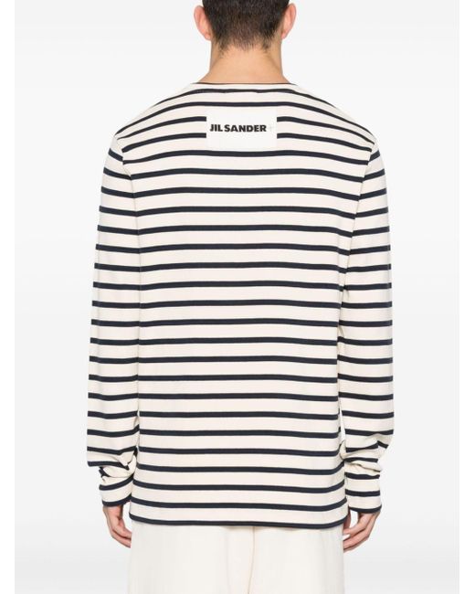 Jil Sander Natural Long-sleeve Striped T-shirt