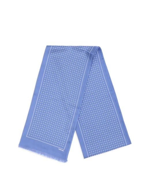 Tom Ford Blue Polka Dot Fringed Scarf for men