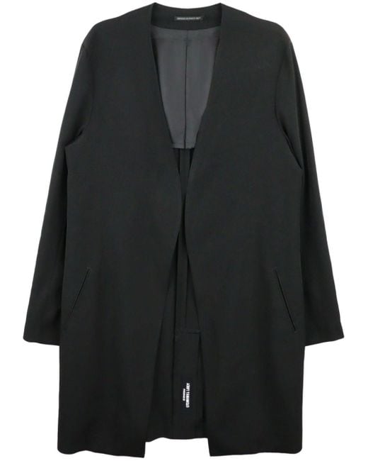 Yohji Yamamoto Black Collarless Open-front Coat for men