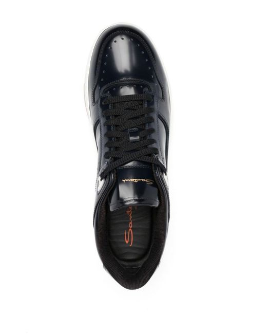 Santoni Blue Sneak-air Leather Sneakers for men