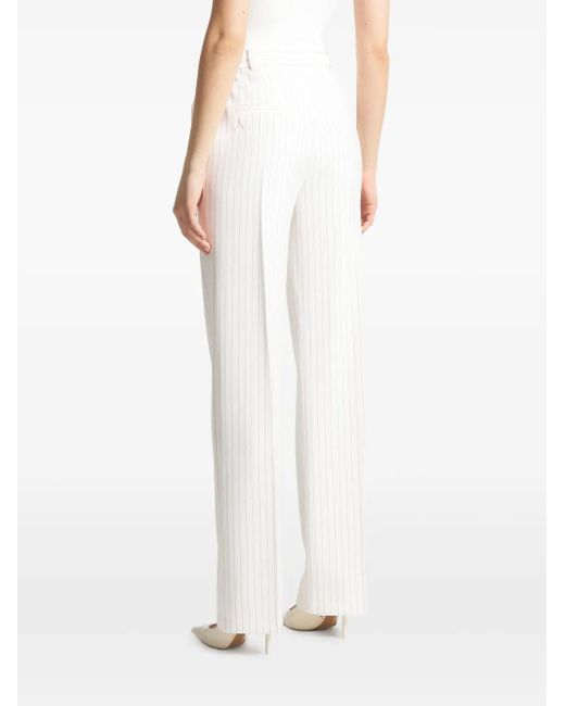 Manière De Voir White Julie Pinstripe Twin-Pleat Tailored Trousers