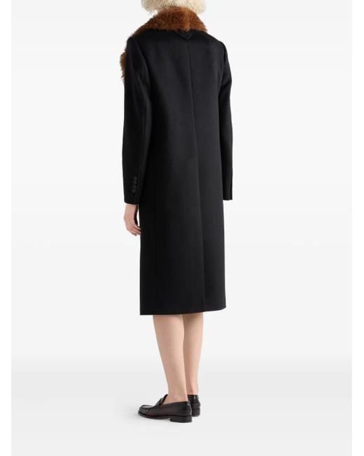 Prada Black Peak-Lapels Coat