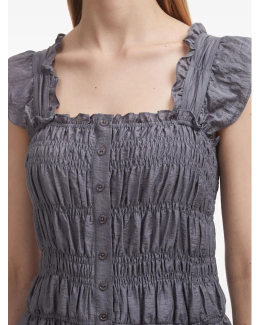B+ AB Gray Ruffled Smocked Mini Dress
